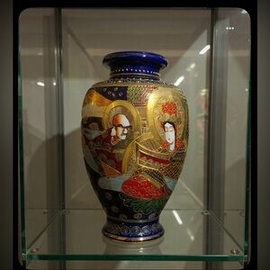 Japanese Japan Satsuma Vase Immortals 12 inch Cobalt